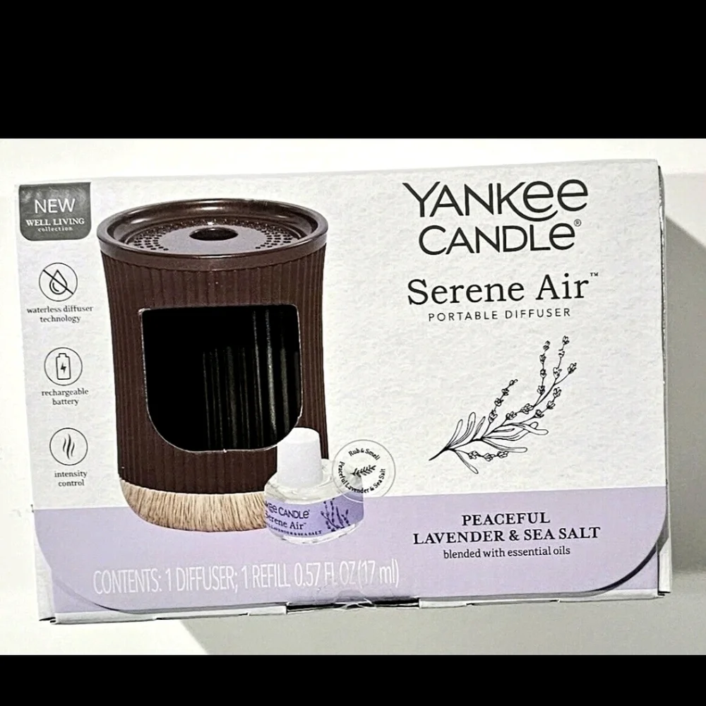 Yankee Candle Serene Air Portable Diffuser in Peaceful Lavender & Sea Salt NEW